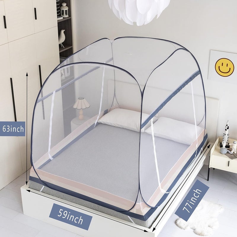 FENGJIDA Pop Up Mosquito Net Tent for Bed,Portable Mosquito Net with Full Bed Mosquito Net Bottom & Instant Setup,Mosquito Net Tent for Indoor/Outdoor Use,Foldable Design Fits Kids & Adults (L77 xW59 xH63) - Image 2